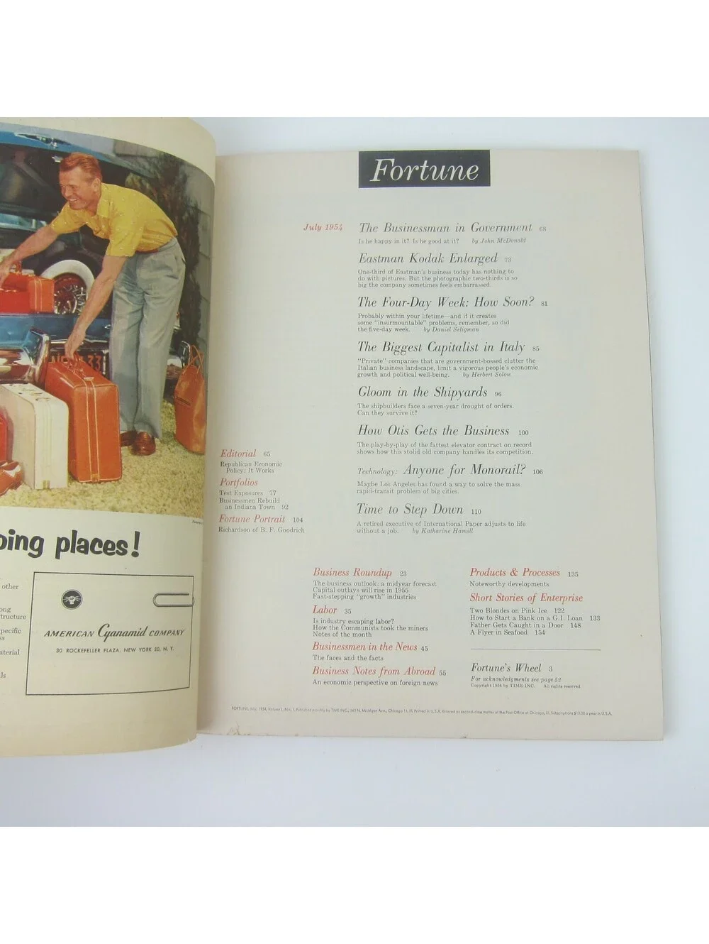 Vintage FORTUNE Magazine July 1954 Eastman Kodak Columbus Indiana Otis Elevator